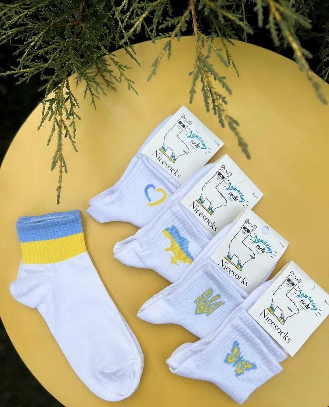 Набір з 5 пар шкарпеток білого кольору з патріотичною символікою