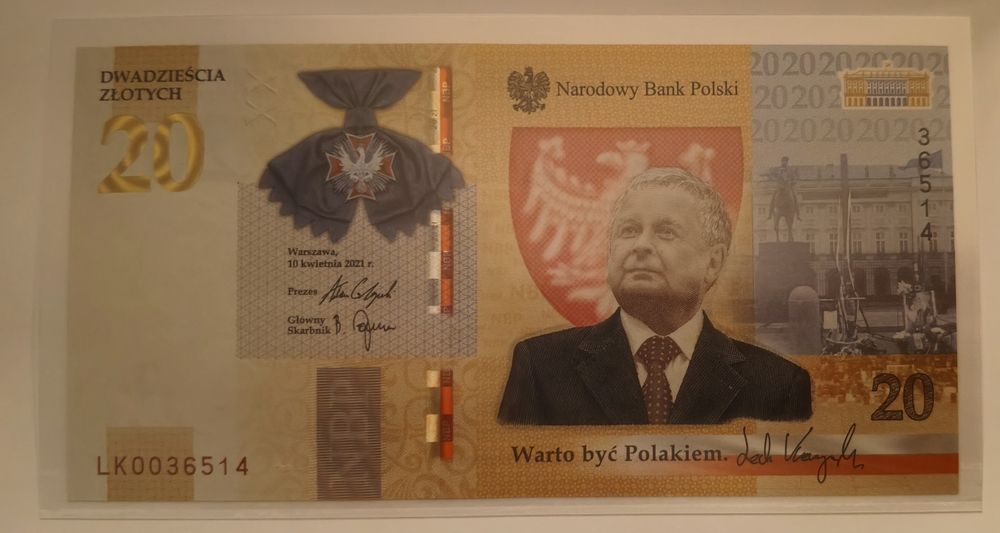 Banknot 20 zł. Lech Kaczyński. Wyprzedaż. Okazja.