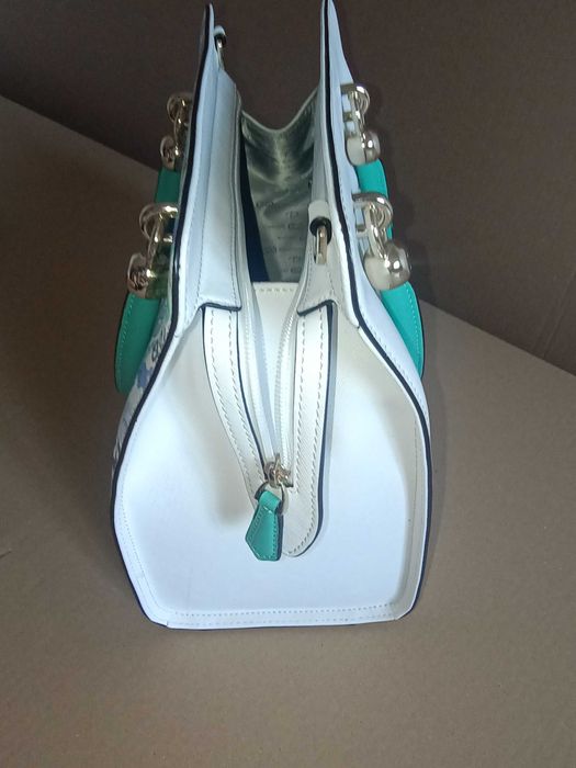 Torebka Dissona, jak nowa, turkus, kwiaty