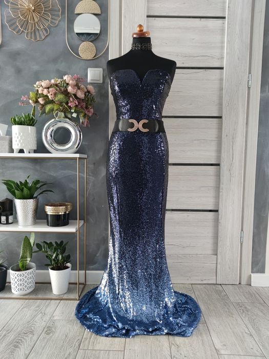 Długa sexy suknia sukienka wieczorowa balowa rozmiar xl 42  ombre