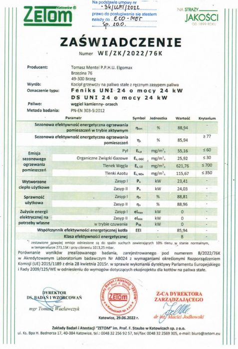 Kocioł zasypowy Feniks UNI 24 kW - nowoczesne i ekologiczne ogrzewanie