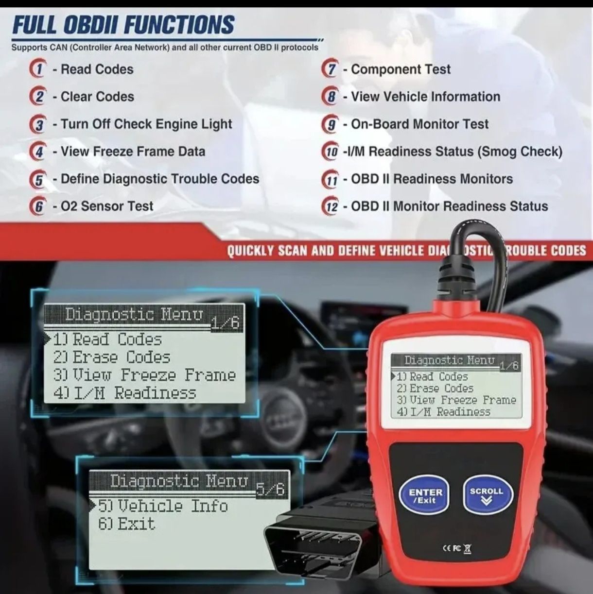 OBD2 Instrumento de diagnóstico de falhas de carro e mota