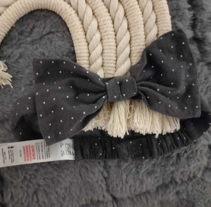 Opaska niemowlęca 86 szara kropki bawełna