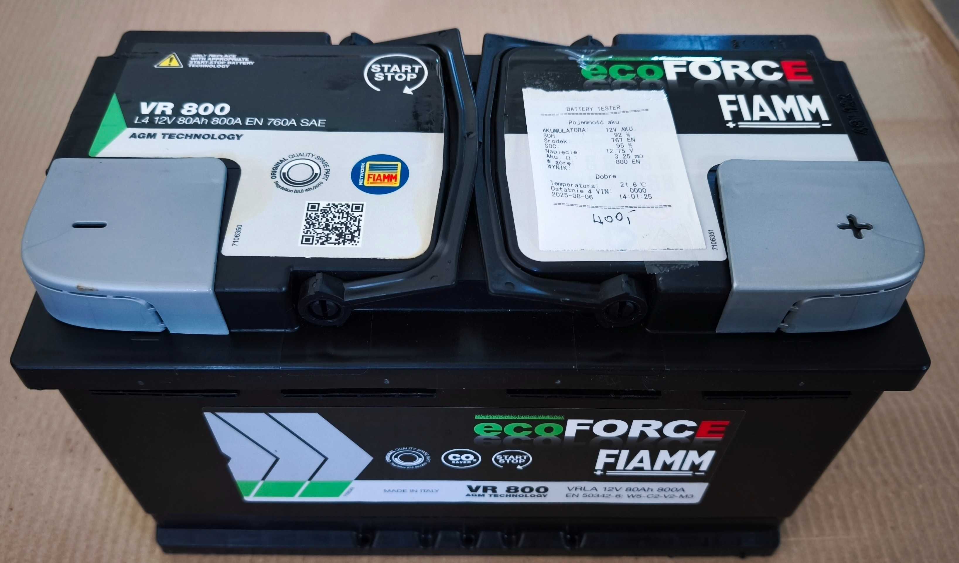 Akumulator REGENEROWANY FIAMM AGM 80Ah 800A 85Ah Jak Nowy