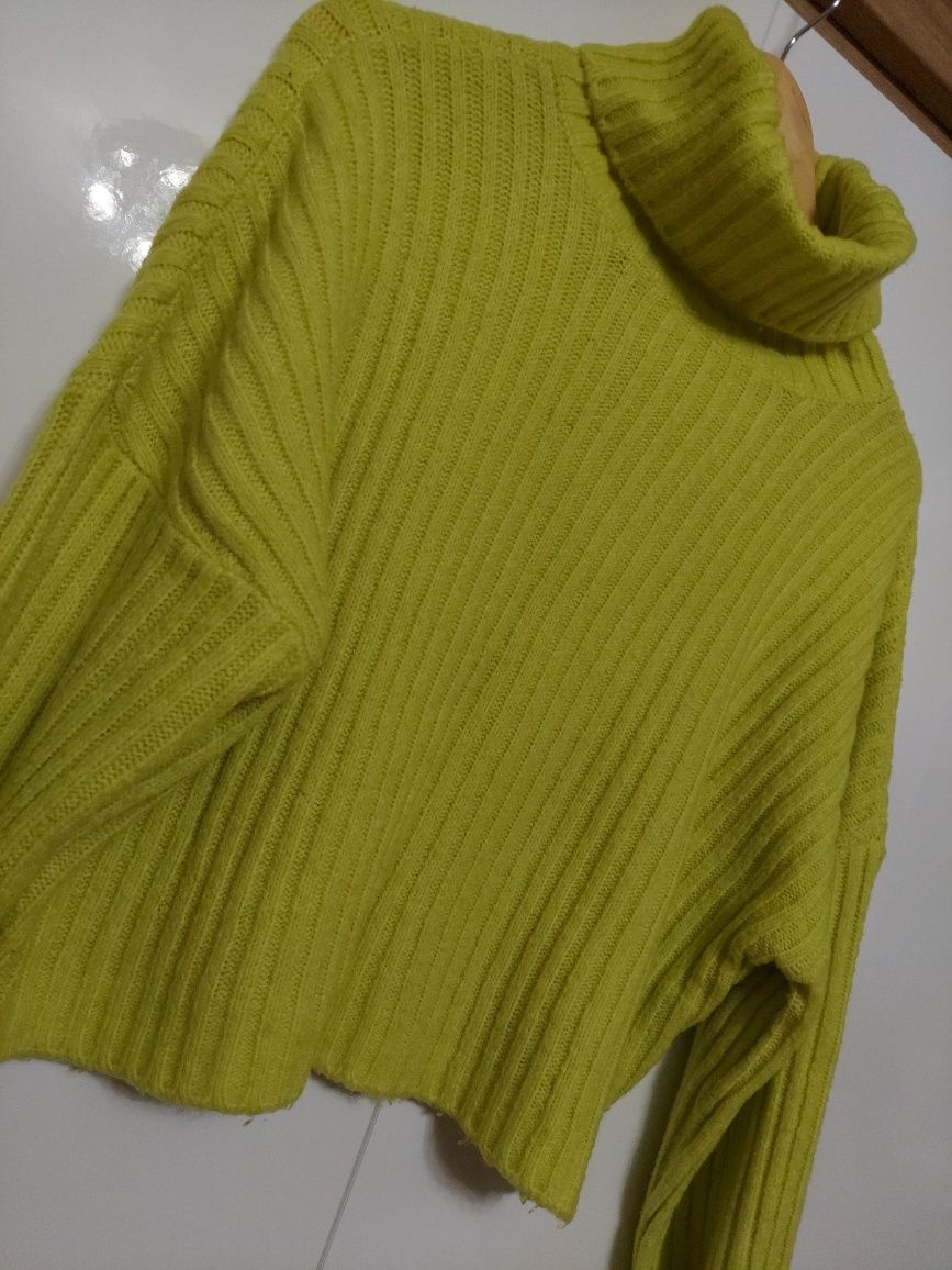 Sweterek limonkowy ciepły Mohito golf L