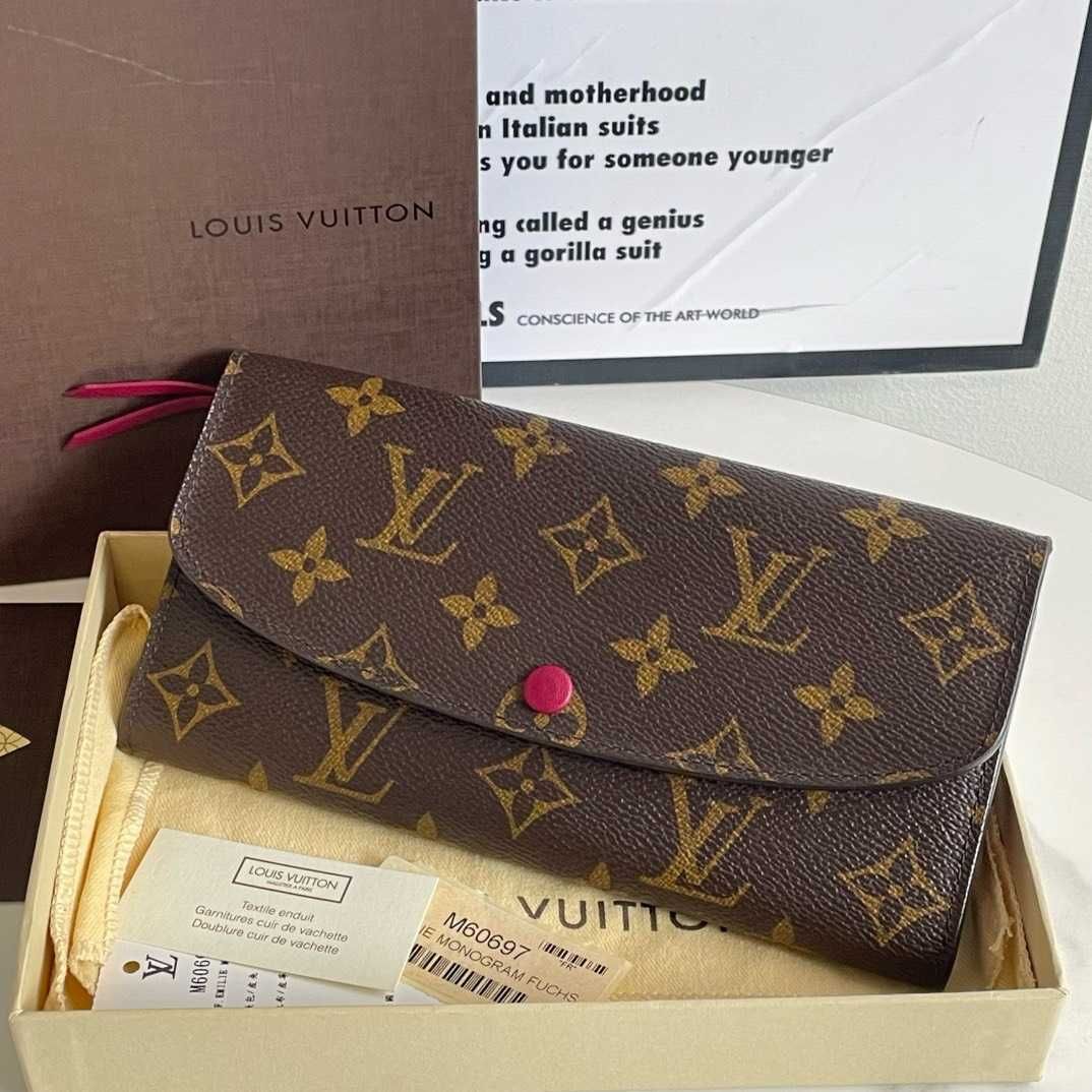 Nowe LV Louis Vuitton długi portfel Róża czerwona przycisk