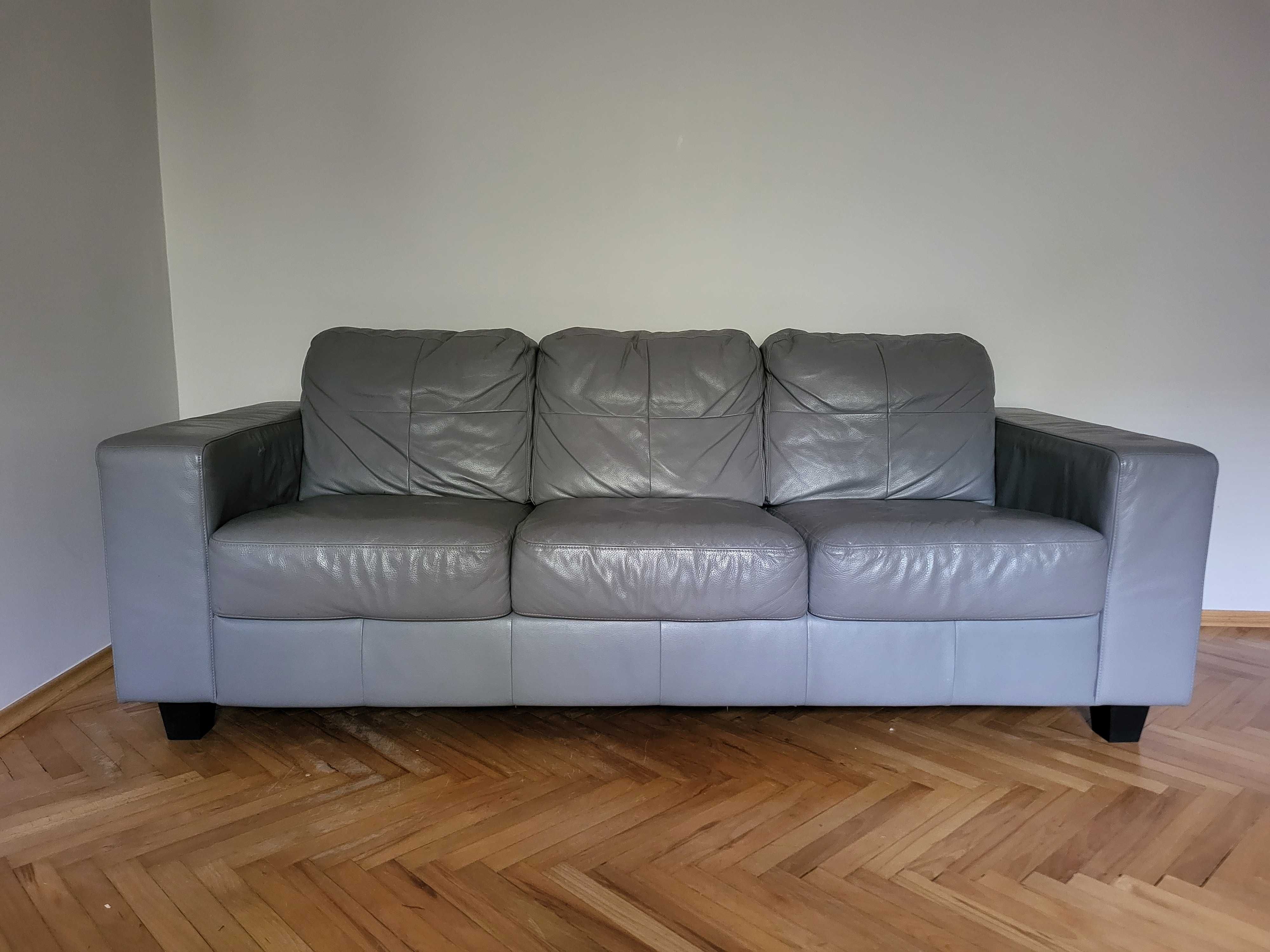 Sofa ze skóry kolor szary