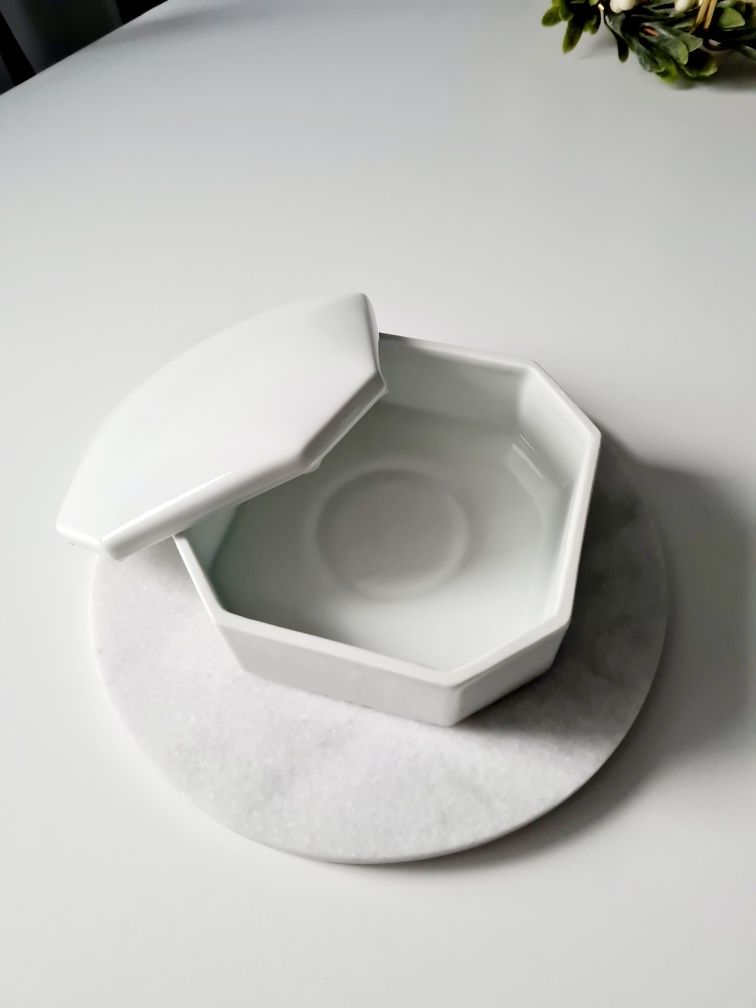Puzderko limoges francja francuskie wyjatkowe porcelanowe białe piękne