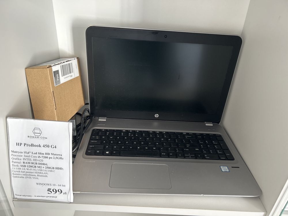Laptop Poleasingowy HP 450 G4/i5-7200U 2,5GHz/Dyski 378GB/RAM 8GB/15"/