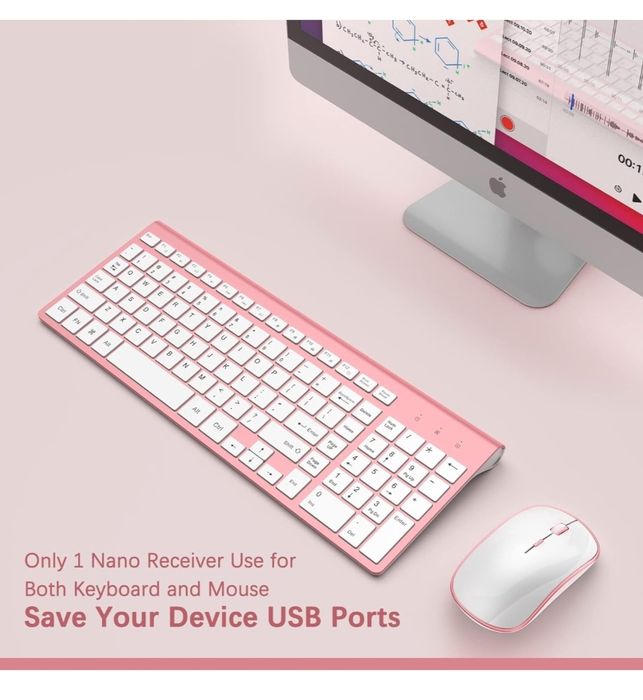 Zestaw bezprzewodowej klawiatury, 2,4 G, ultracienka, myszka