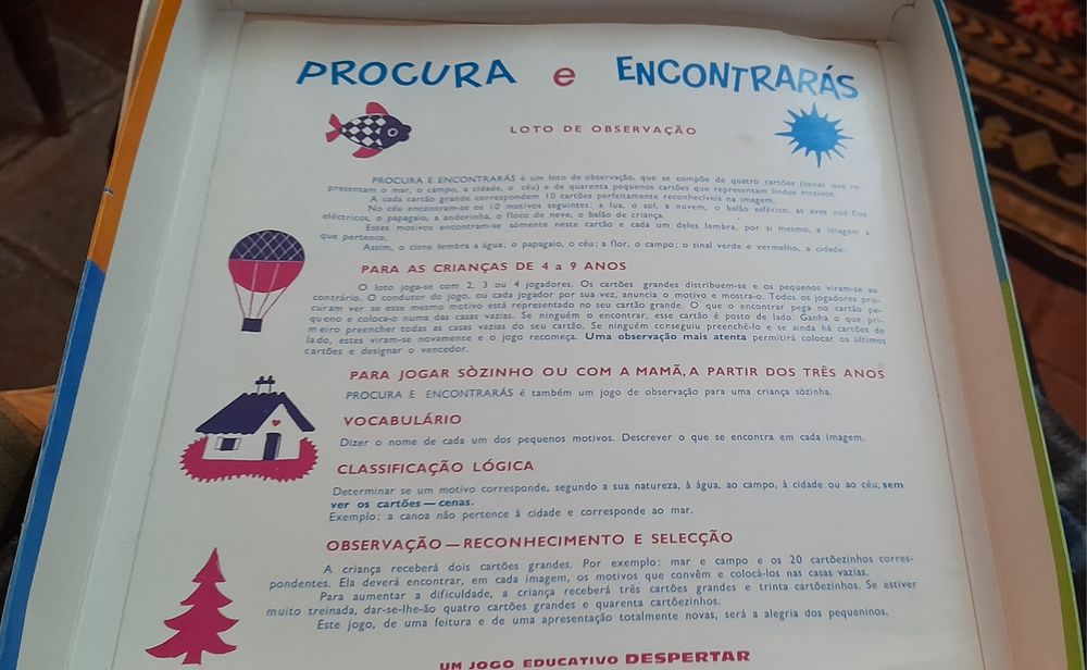 Loto "Procura e Encontrarás" jogo educativo anos 70
