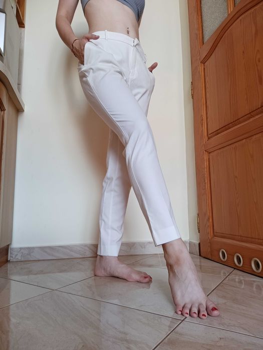 Damskie chinosy spodnie eleganckie wizytowe Mango kremowe beżowe 38 M