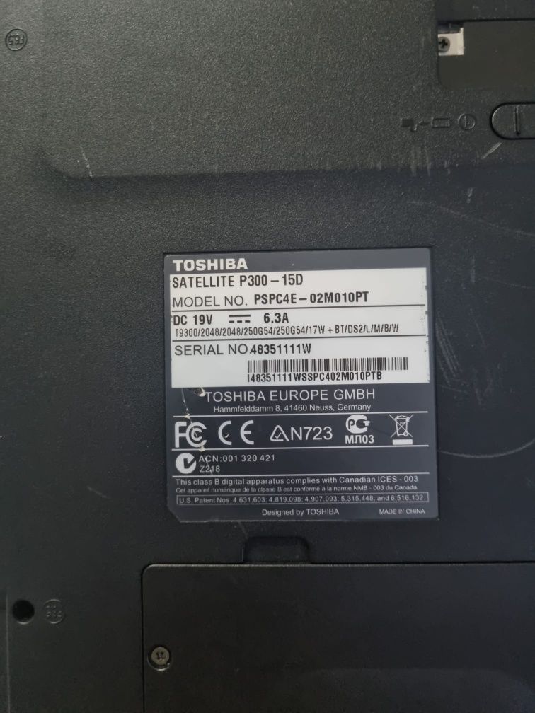 Toshiba Computador para Peças modelo nas fotos