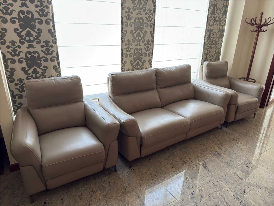 Komplet wypoczynkowy Bostonsofa - Sterowany elektrycznie - Skórzany