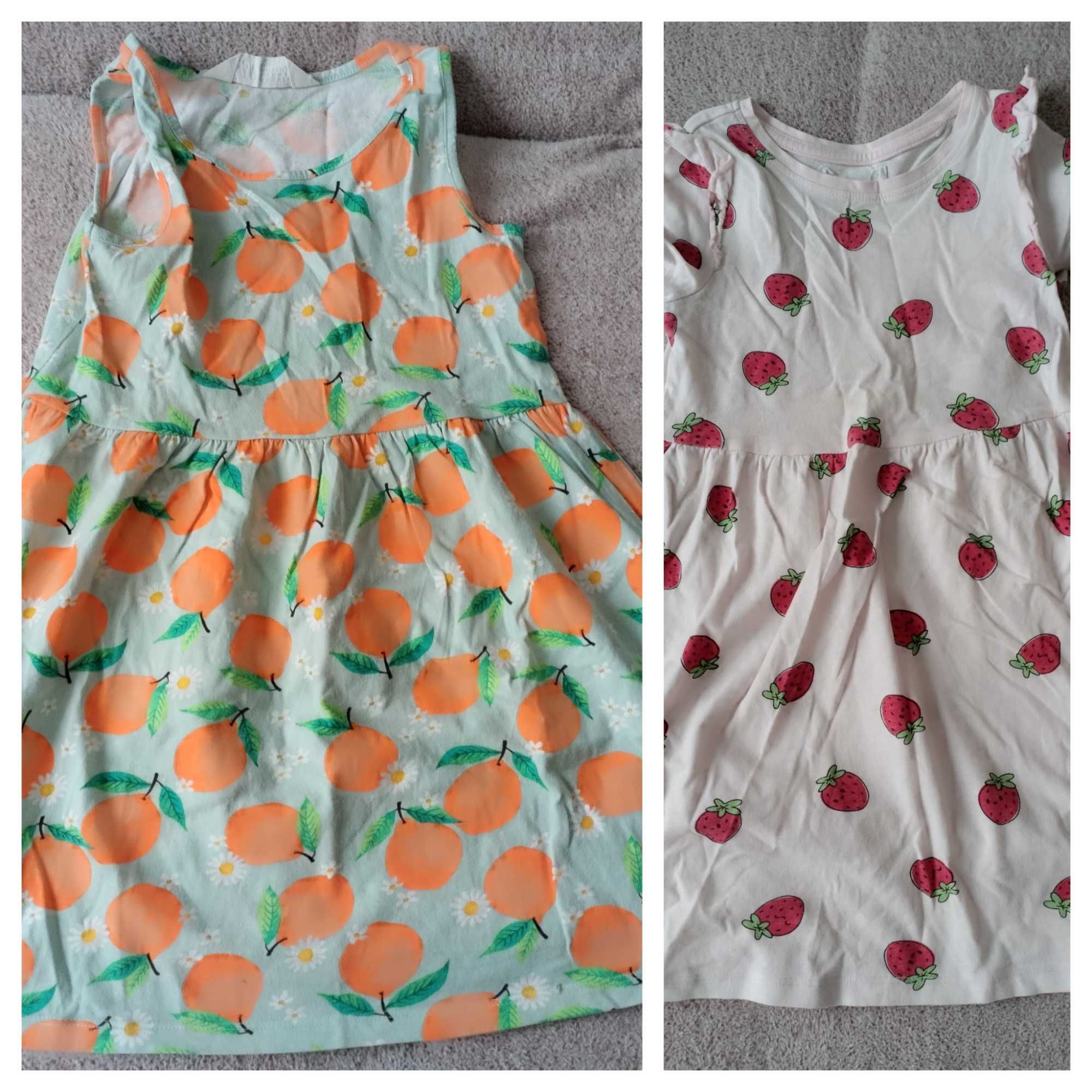 2 sukienki z owocami r. 110/116 jedna H&M