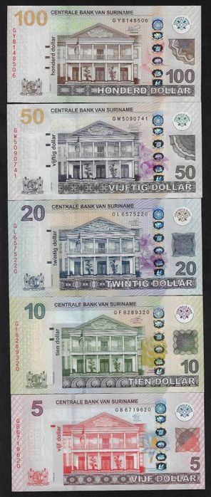 Set 5 peças Suriname  -UNC