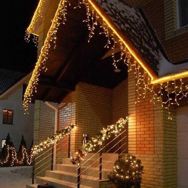 БІЛЕ СВІТЛО! Вулична Бахрома. Гирлянда LED белый кабель хвойная лапа