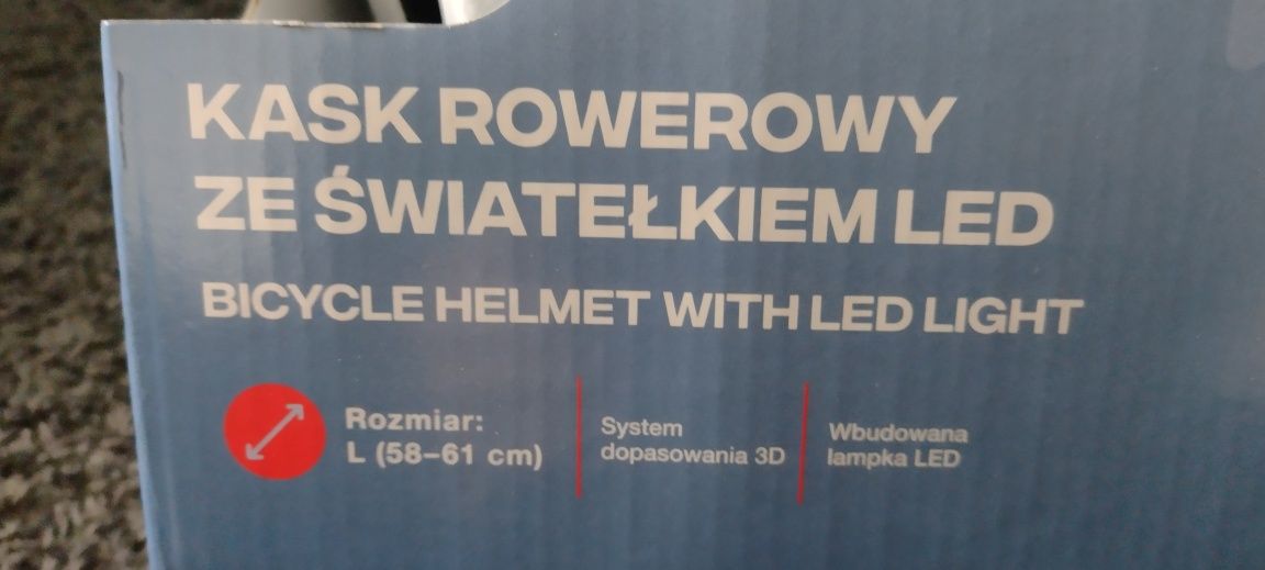 Kask rowerowy L ze światlem LED