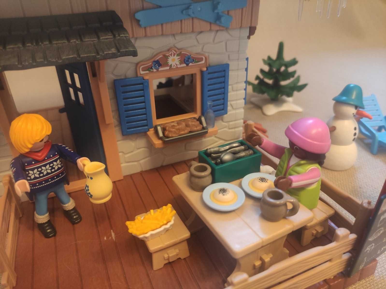 Playmobil zimowa chatka 9280 + auto z boxem dachowym 9281