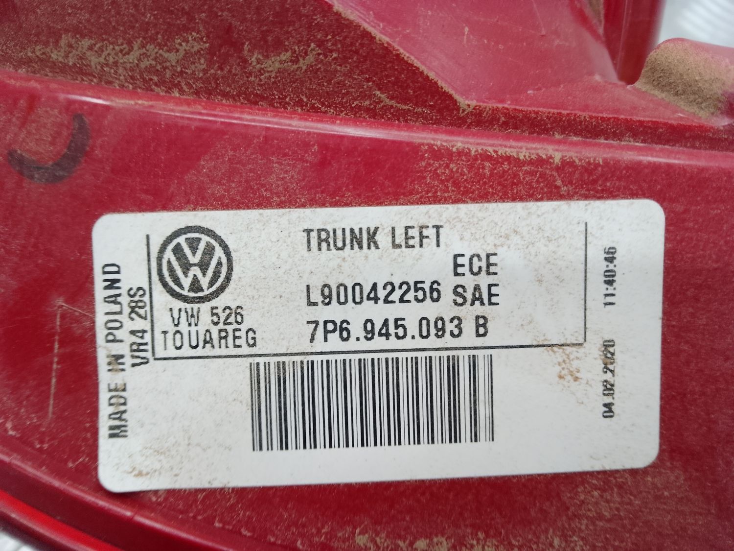 Фонарь левый в крышке 7P6945093B для Volkswagen Touareg 2 2010-2018