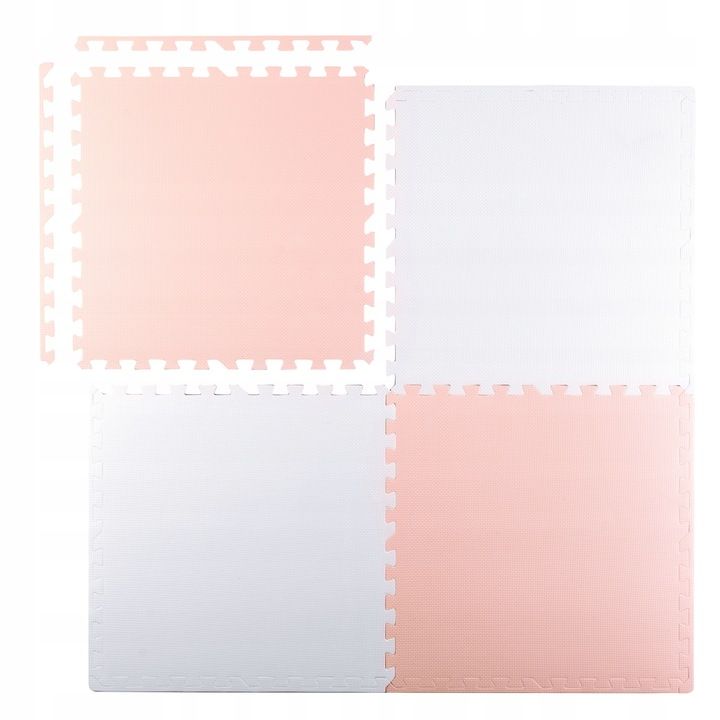 Duża Mata Piankowa Puzzle Piankowe 60x60 Cm 4 Szt. Ricokids Biało-różo