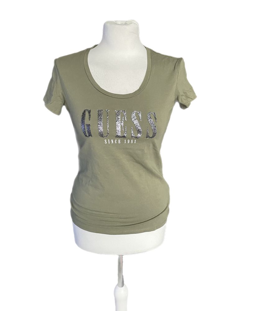 T-shirt damski Guess M 38 aplikacja khaki