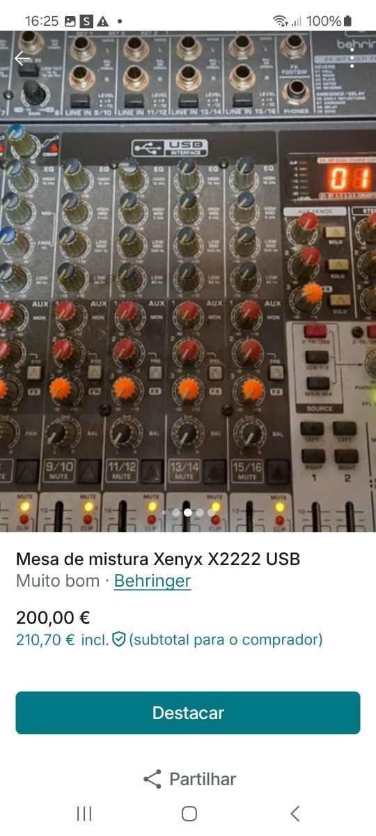 Mesa de mistura Xenyx X2222 USB Behringer