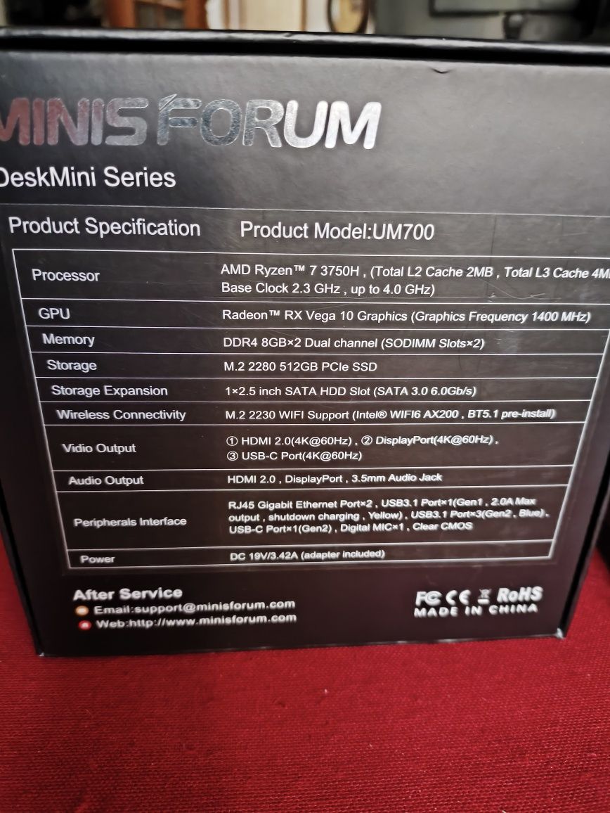 Minis Forum Ryzen 7 3750H/16gb/512gb/RX Vega 10