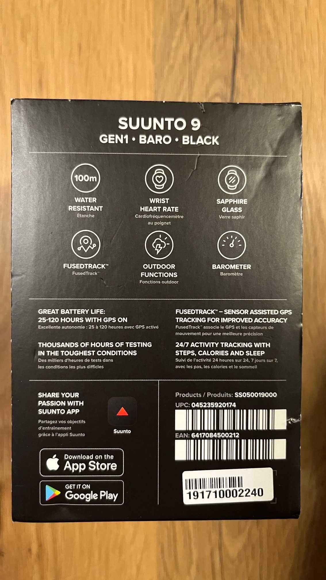 Zegarek Suunto 9 Baro Black szkło sapphire