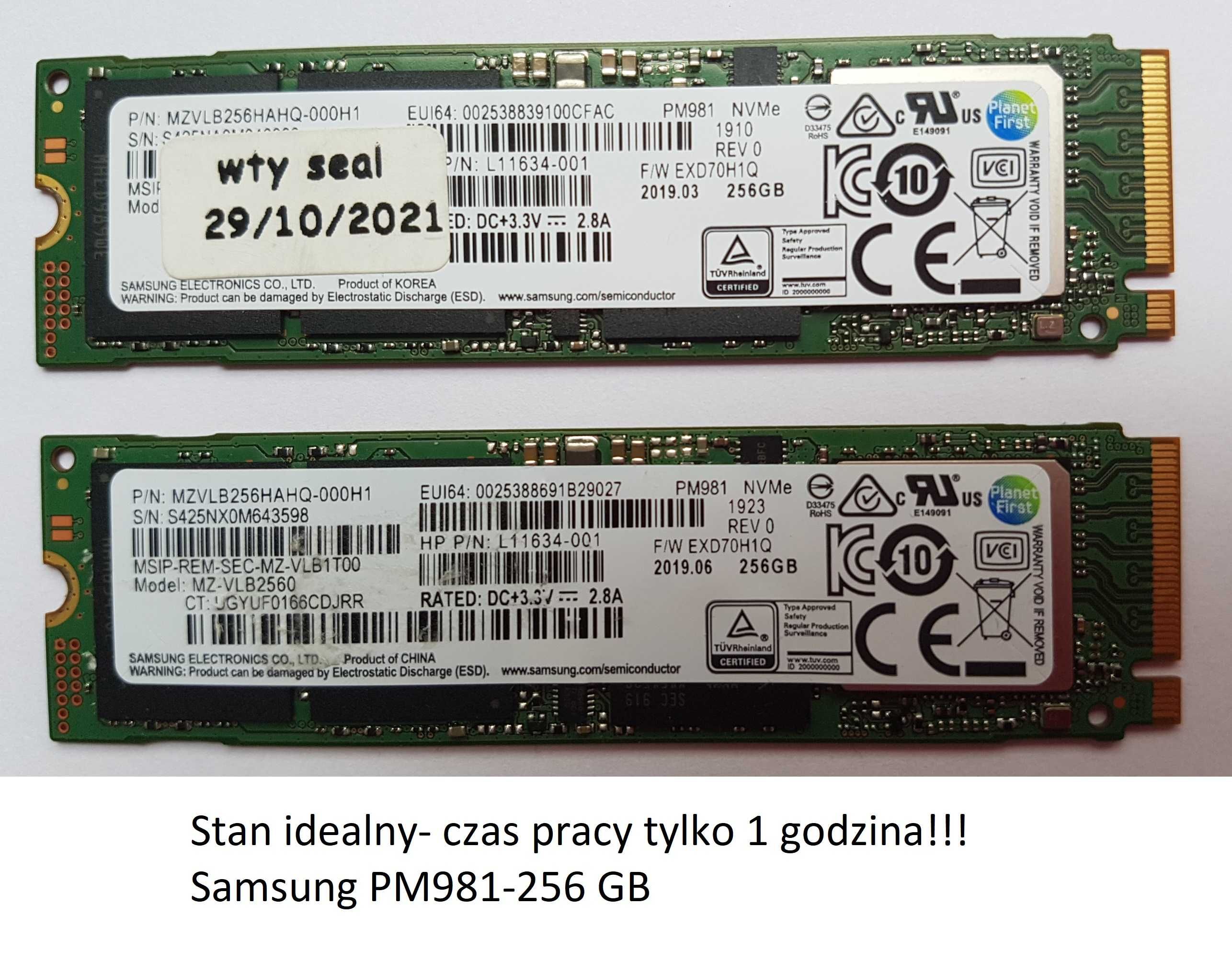 Samsung-stan idealny dysk ssd- 256gb. Polecam inne modele.