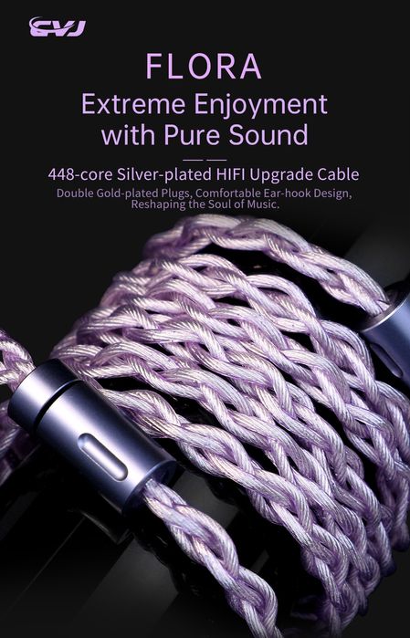 Кабель для наушников CVJ Flora — серебро, модульный 3.5мм/4.4мм