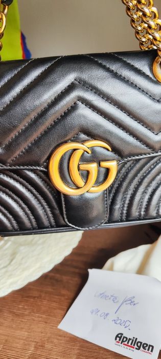 Gucci oryginalna czarna torebka Marmont Small skóra naturalna