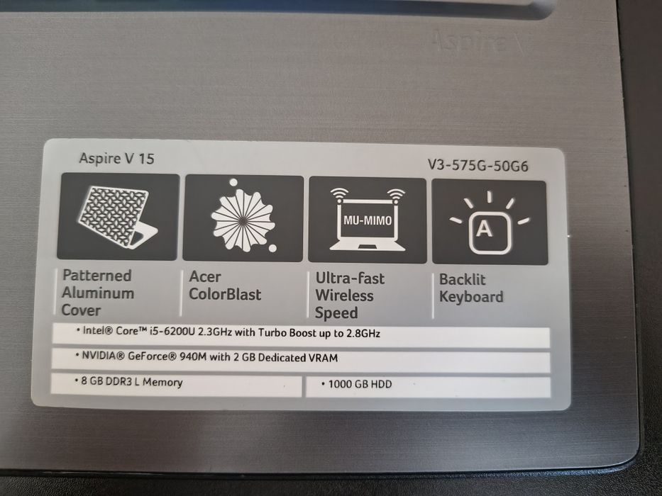 Acer aspire v15 v3 575g 50g6 laptop ноутбук
