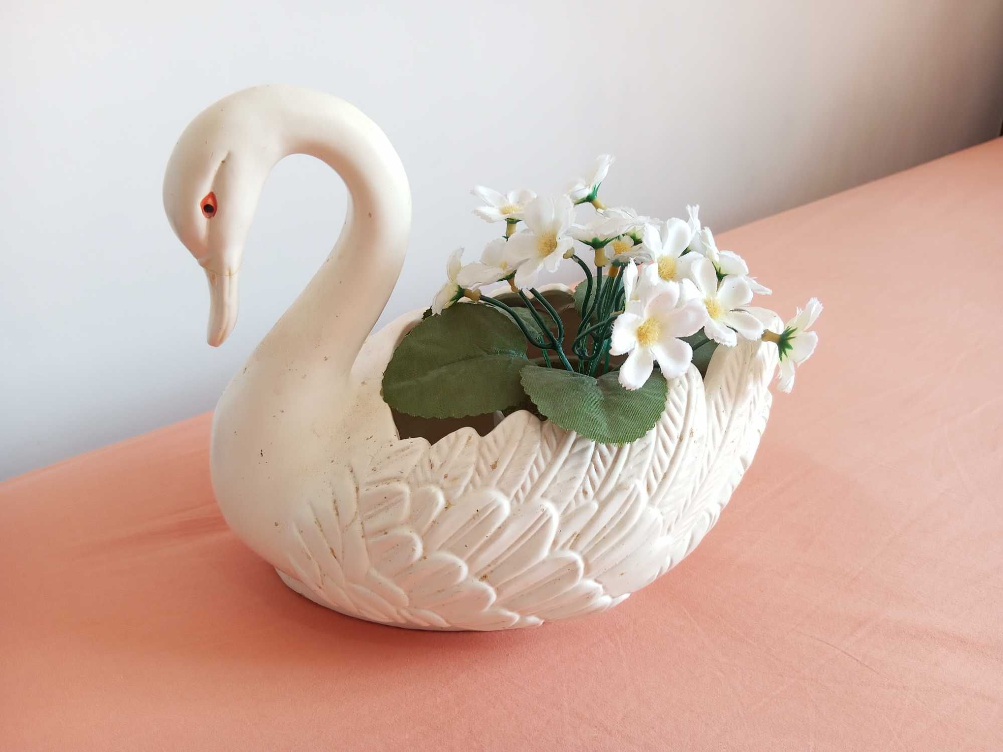 Cisne cerâmica, vaso, ex: peça centro mesa, antigo (23,5x20cm)