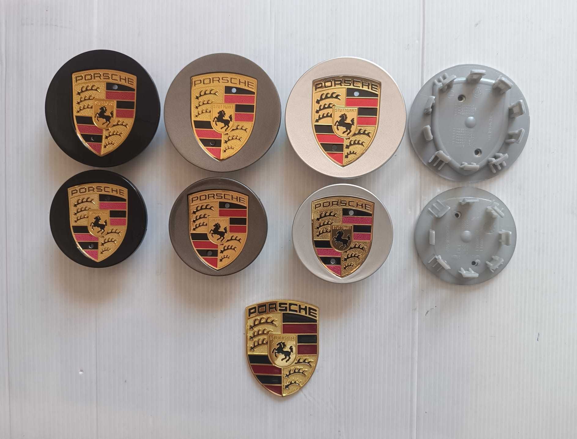 Centros/tampas de jante completos Porsche com 56, 60, 65, 68 e 76 mm