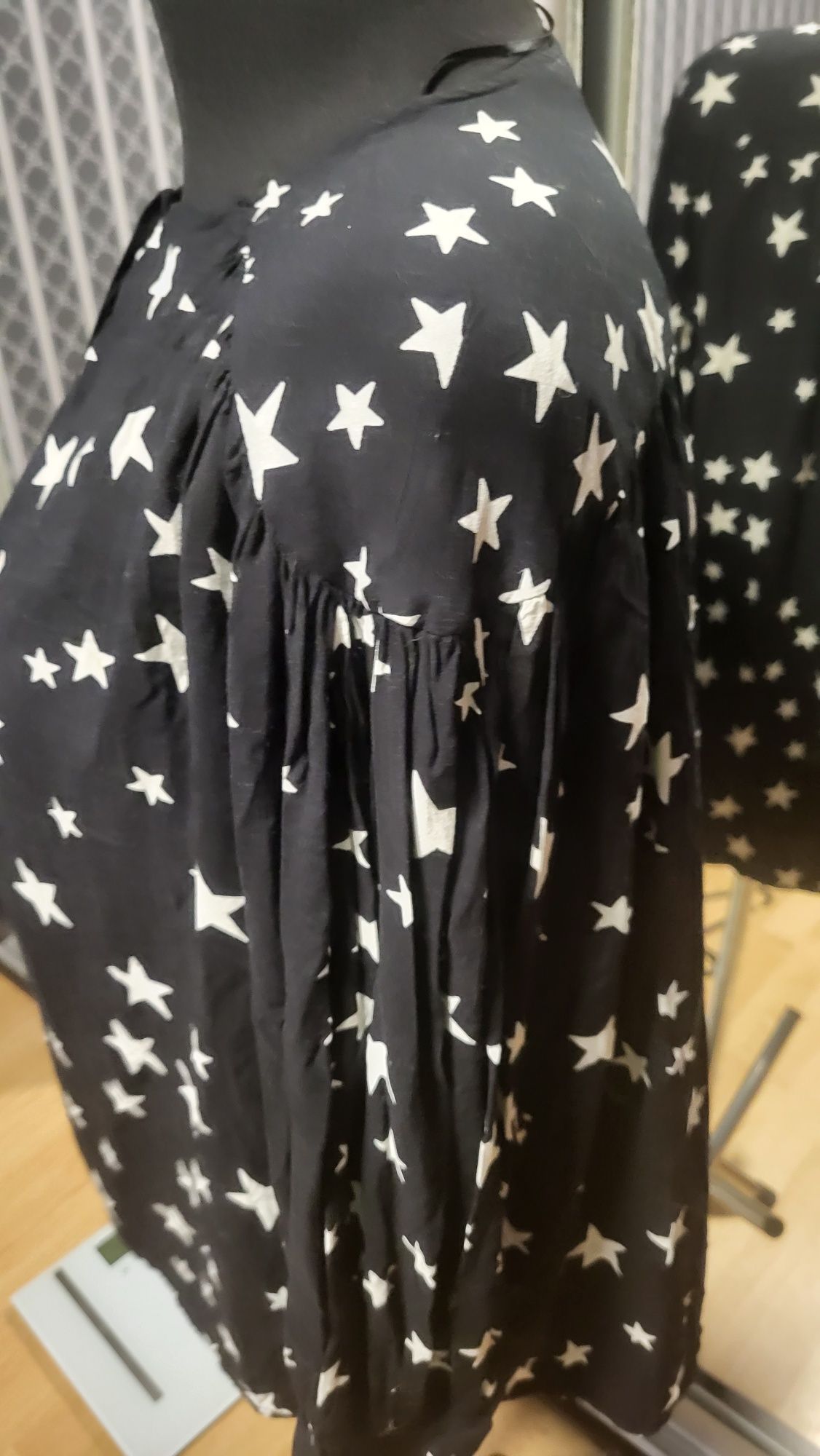 Рубашка  звезды блуза штапель Zara M-L оверсайз