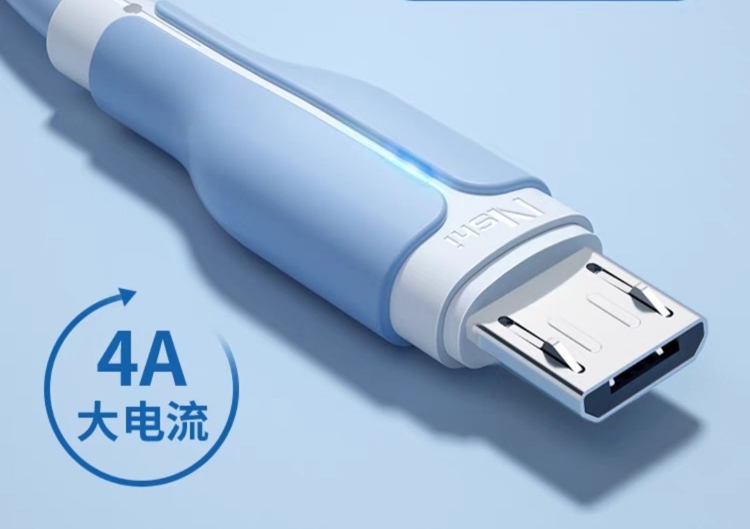 USB-кабель силікон 4A Micro USB 1м блакитний.