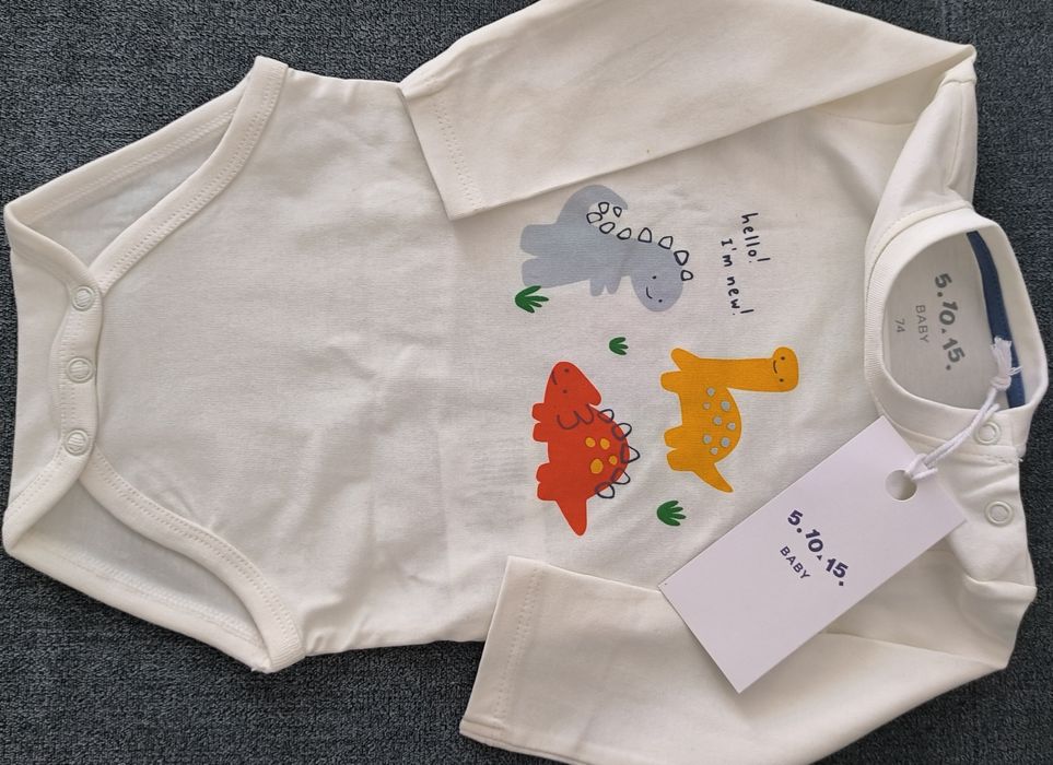 Nowy komplet zestaw niemowlęcy body i bluzka r.74