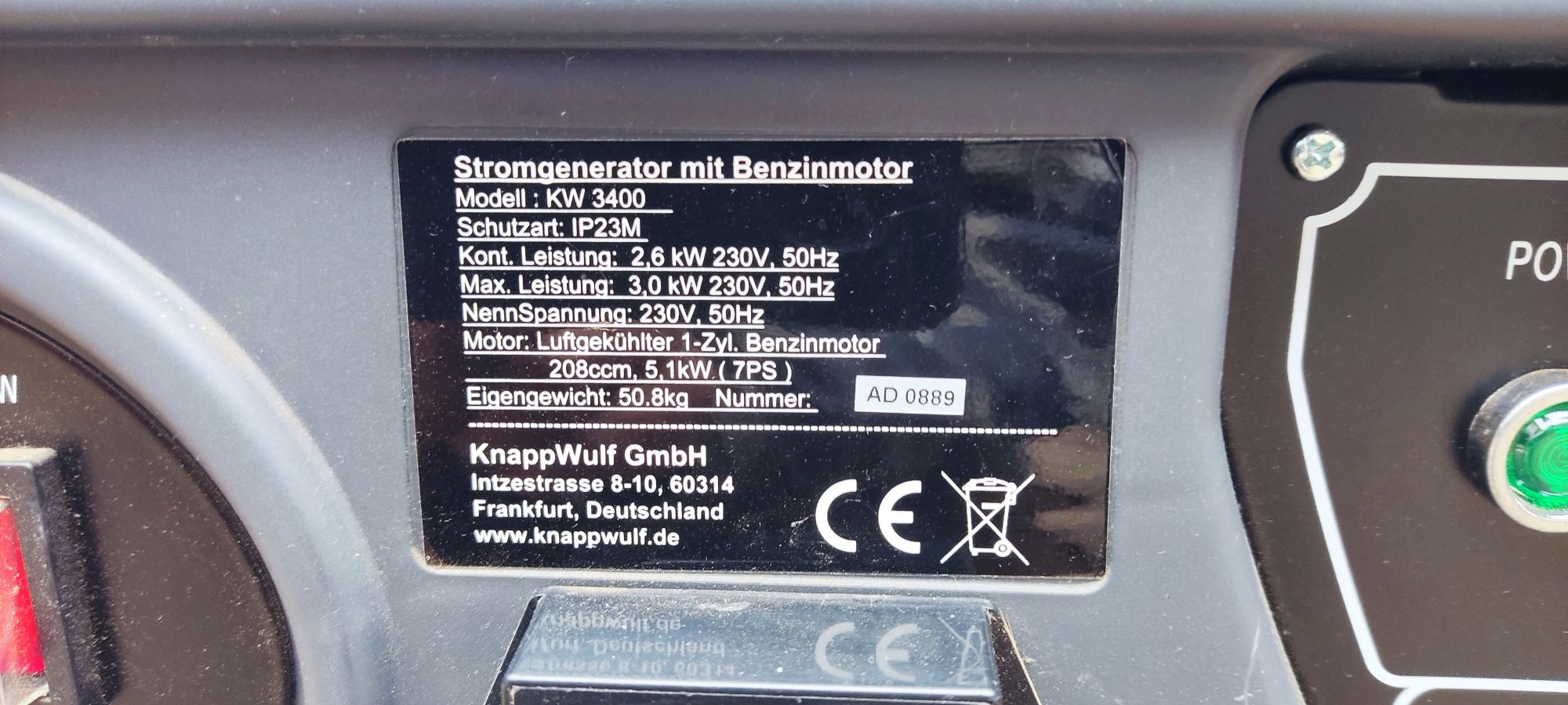 Бензогенератор 2023 г.в  KNAPP Wulf 3.4 кВт. Чистый немец