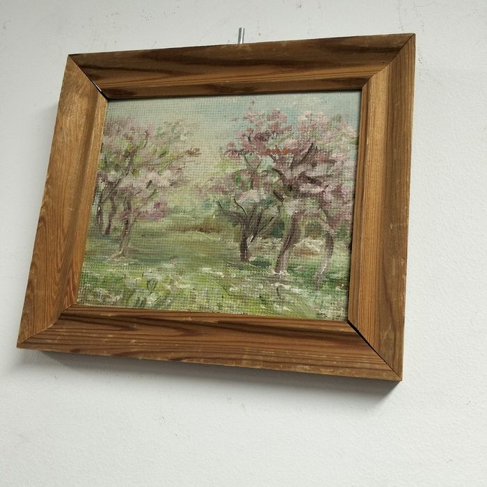 Stary obraz malowany na desce mały 2