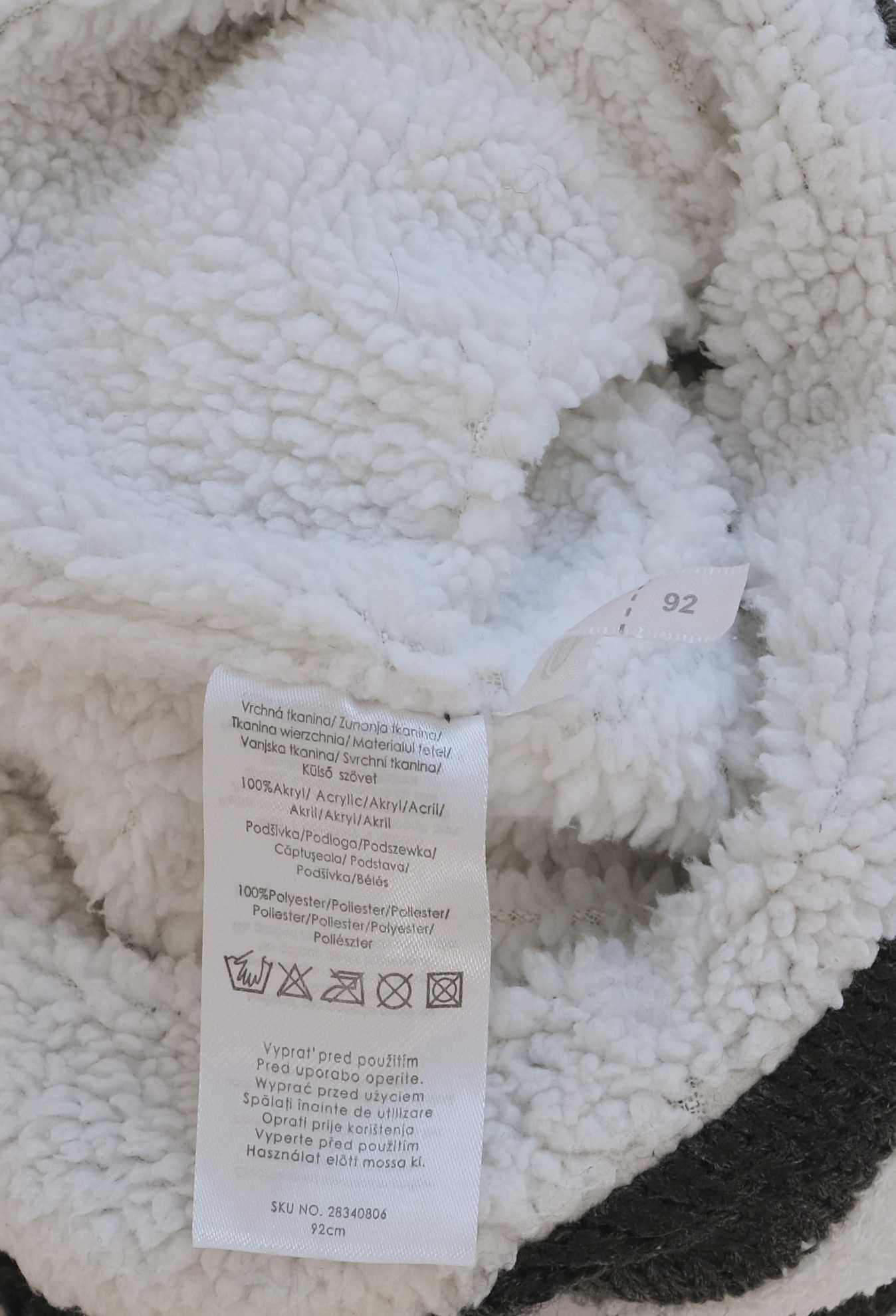 Czapka panda 46cm zimowa pluszowa ocieplająca wiązana na rzep uszatka