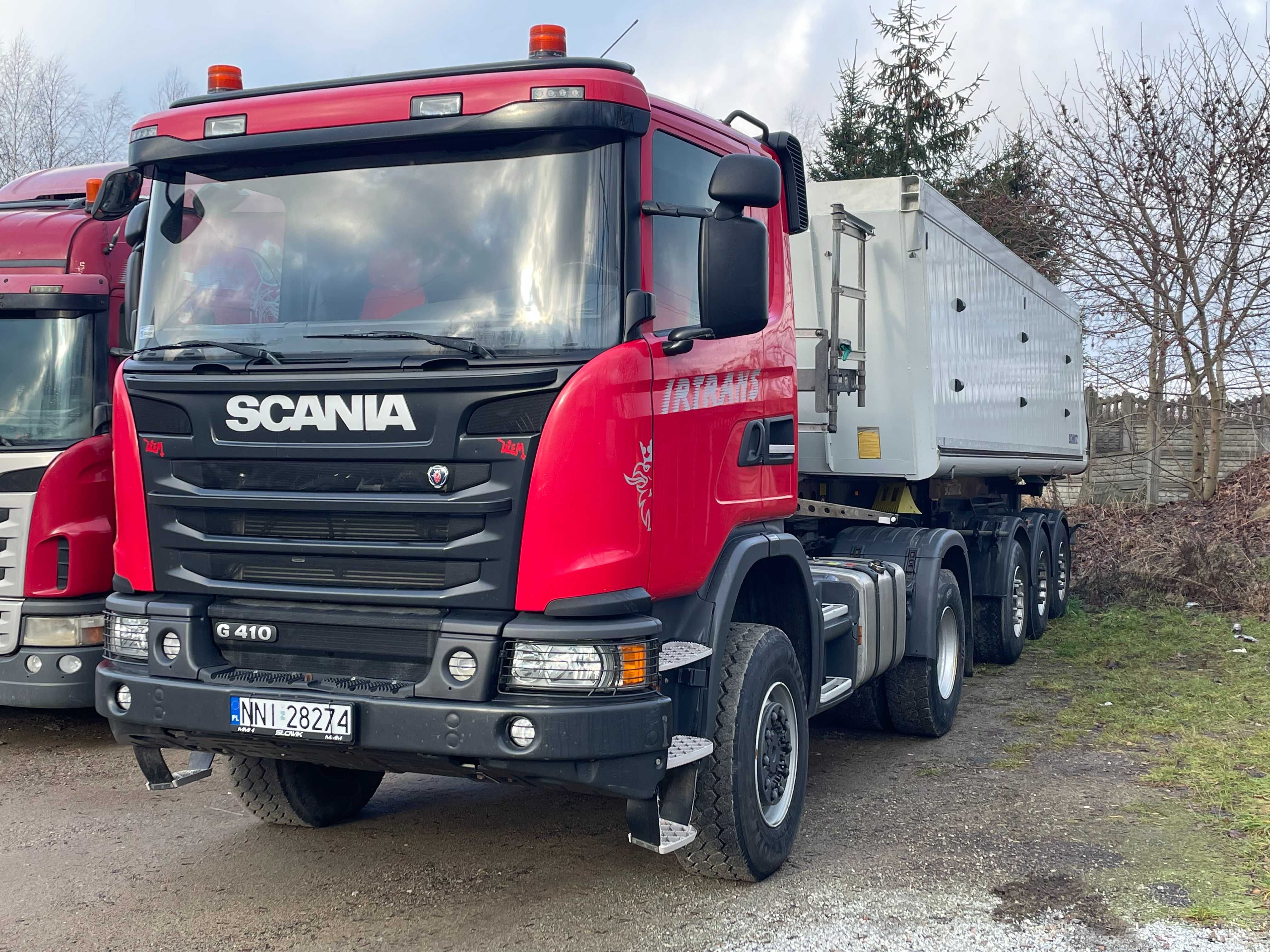 SCANIA 4X4 G410 rok 2017 + naczepa Schmitz