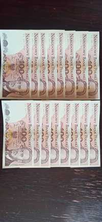 Banknoty 100 zł 16 sztuk