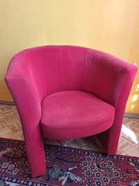 Fotel kubełkowy nowoczesny czerwony welur jak nowy vintage wygodny