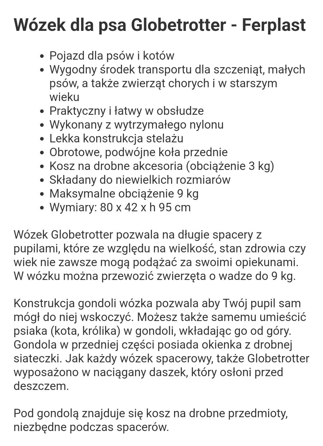 Wózek dla psa stan idealny Ferplast