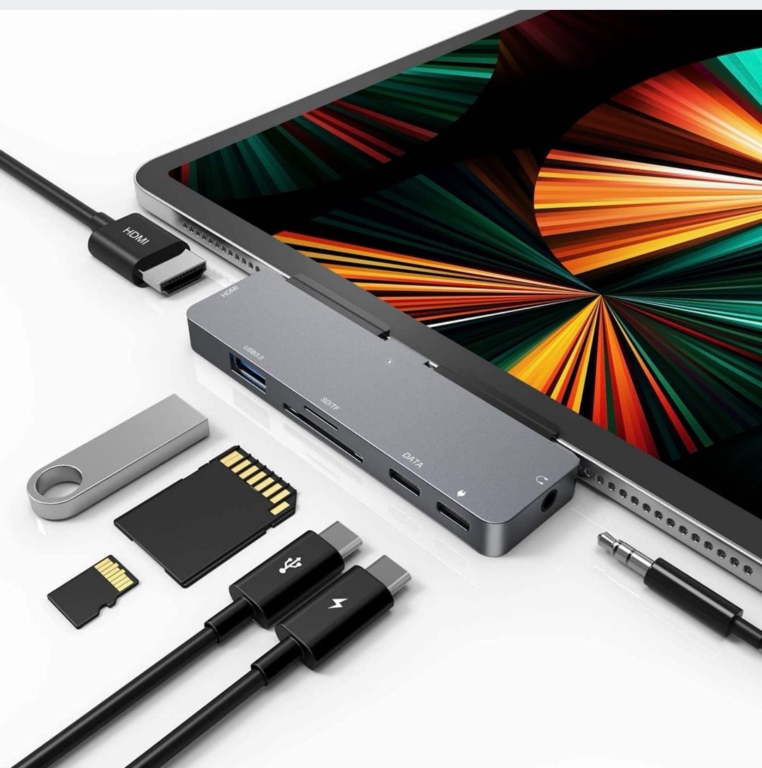 hub adapter 7W1 ipad pro hdmi 4K USB-C SD AUDIO