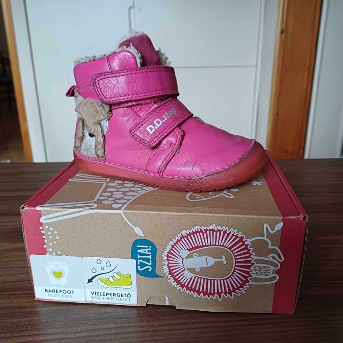 Buciki zimowe, śniegowce dla dziewczynki DD step barefoot różowe 24