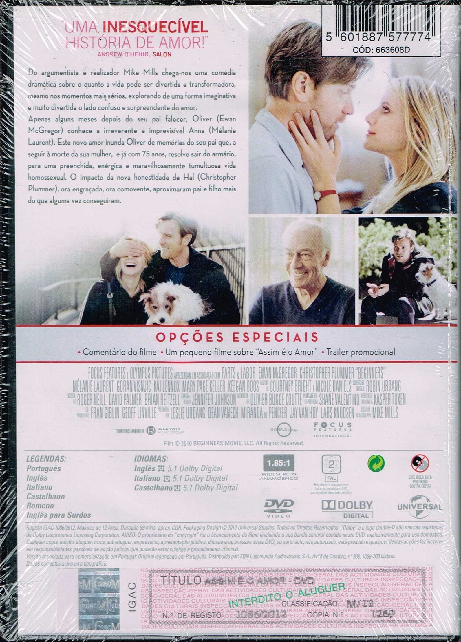 Filme em DVD: Assim é o Amor "Beginners" - NOVO! SELADO!