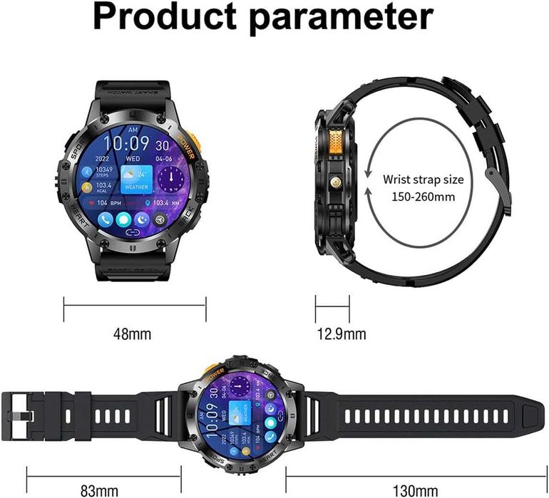 Smartwatch K65 do połączeń Bluetooth Ekran AMOLED