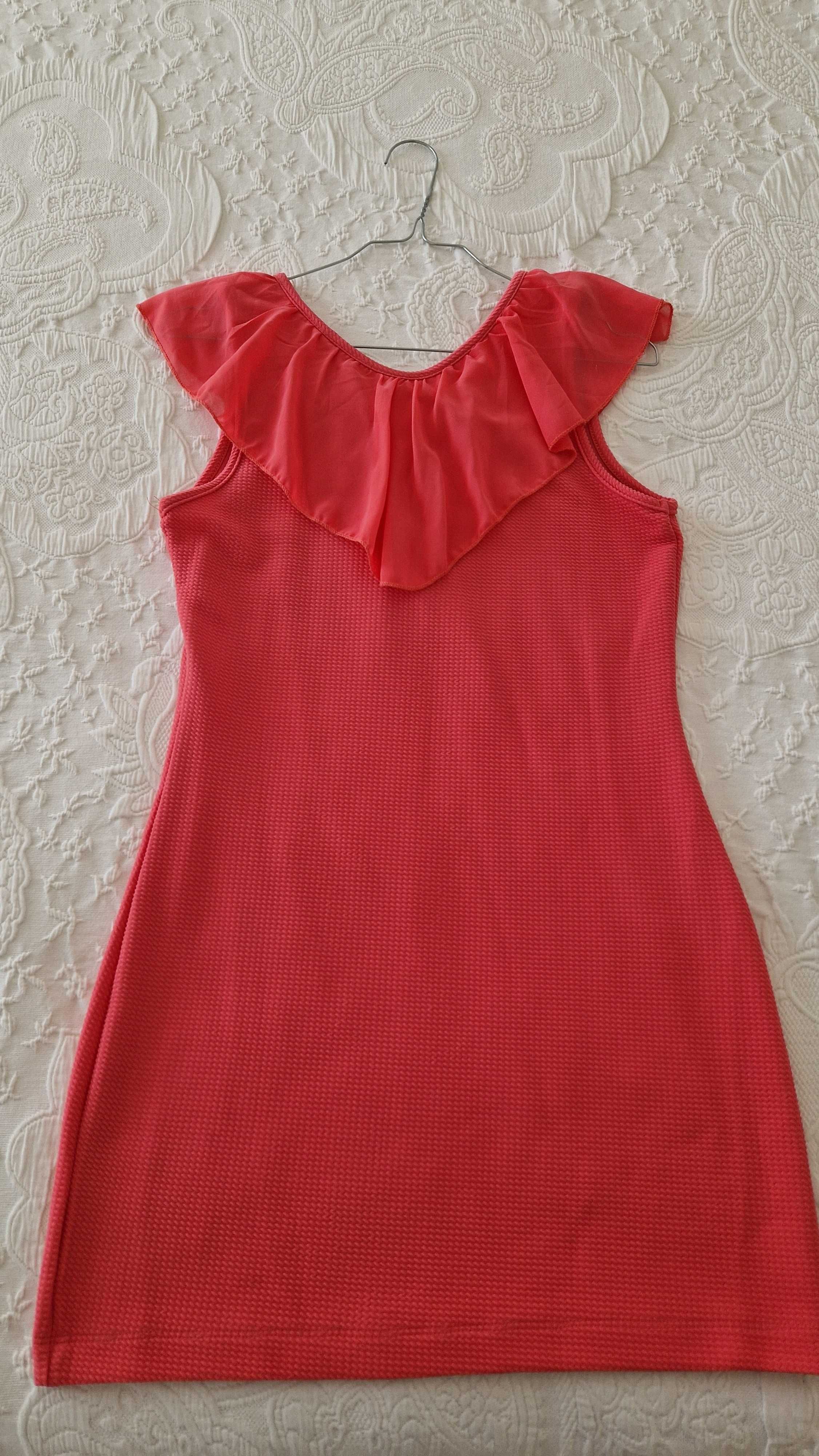 Vestido mini, tecido elástico, cor rosa, tamanho S